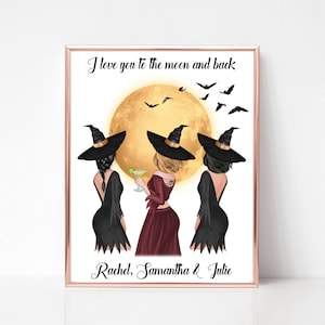 Halloween Print, Best Witches Ever, Witch Friends, Funny Halloween Gift, Best Friends Picture, Witch Bestie Gifts, Custom Witch Portrait