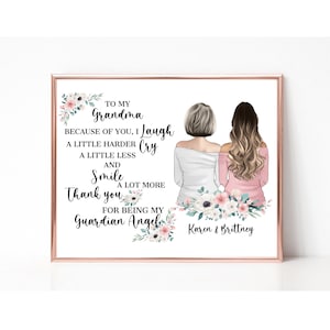 Personalisierte Oma Geschenk, Muttertagsgeschenk für Oma, Geschenk von der Enkelin, Weihnachtsgeschenk, Benutzerdefinierte Oma und Enkelin Druck