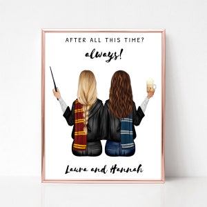 Personalised Wizards Print, Wizards School, Wizard Portrait, Best Friends Birthday Gifts, Bestie Gift, Wizard Bestie Gift, Sisters Gift