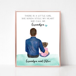Personalized Fathers Day Grandpa Gift, Custom Father&#39;s Day Print, Grandfather and Kids Print, Grandpa Portrait, Custom Grandchildren Picture