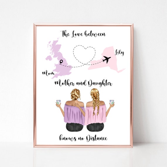 Long Distance Mother And Daughter, Personalized State Colors