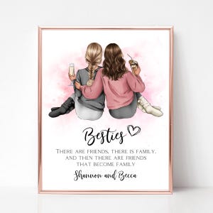 Personalised Besties Portrait,Print for Best Friends, Christmas Gift, Best Friends Illustration Gift Picture, Custom Digital Friend Prints
