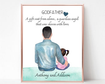 Godfather Gift, Godfather Proposal, GodfatherPrint, Custom Art, Gift For Godfather, Thank You Gift For Godfather, Gift from Goddaughter