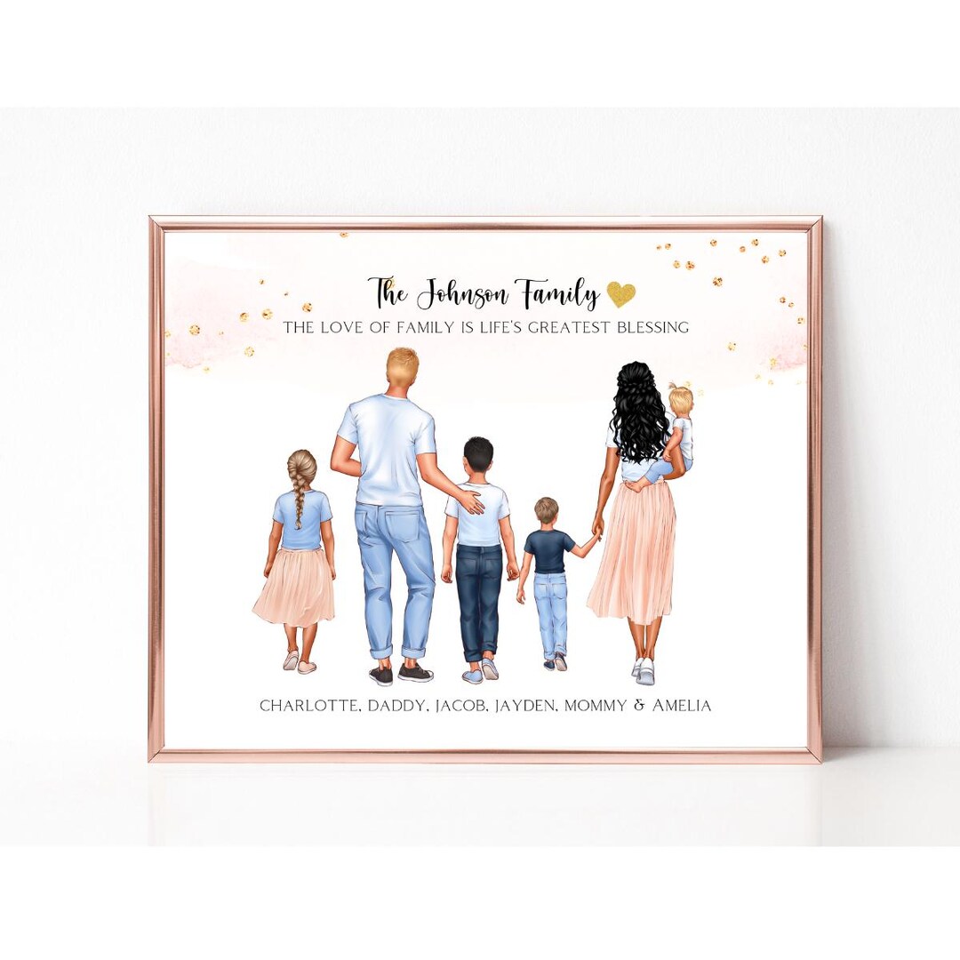 Personalized Family Print, Gift for Christmas, Custom Family Portrait ...