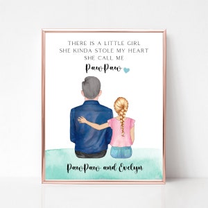 Custom Quote Father&#39;s Day Print, Personalized Grandpa Gift, Grandfather and Kids Print, Grandpa Portrait, Custom Grandchildren Picture