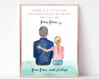 Custom Quote Father's Day Print, Personalized Grandpa Gift, Grandfather and Kids Print, Grandpa Portrait, Custom Grandchildren Picture