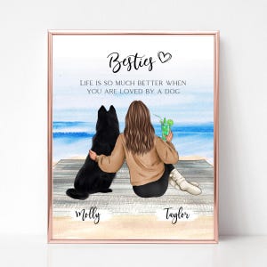 Impression numérique personnalisée, photo de moi et mon chien, cadeau pour propriétaire de chien, portrait fille et chien personnalisé, devis personnalisé cadeau pour propriétaire d'animal de compagnie, meilleur chien