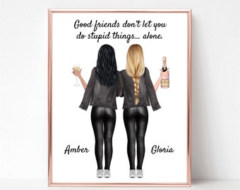Regalos de cumpleaños para mejores amigas, Regalos para mejores amigas, Regalos para mejores amigas, Regalo para mejores amigas, Regalo para mejores amigas, Lámina para mejores amigas, Regalos personalizados, Regalo de Navidad