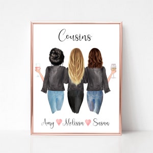Cousins Gift, Personalised Cousins Gift, Customisable, Cousin Gift Idea, Custom Print for Cousins, Best Friends Print, Cousin Birthday Gift
