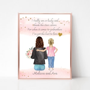 Regalo para madrina, propuesta de madrina, lámina de madrina, arte personalizado, regalo para madrina, regalo de agradecimiento para madrina, regalo de ahijada