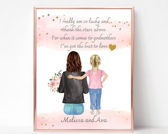 Godmother Gift, Godmother Proposal, Godmother Print, Custom Art, Gift For Godmother, Thank You Gift For Godmother, Gift from Goddaughter