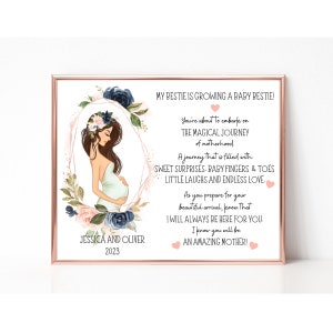 Mein Bestie wächst ein Baby Bestie, Schwangerschaftsgeschenk für werdende Mama, personalisiertes Babypartygeschenk, Geschenk für schwangere Bestie, Kinderzimmerposter.