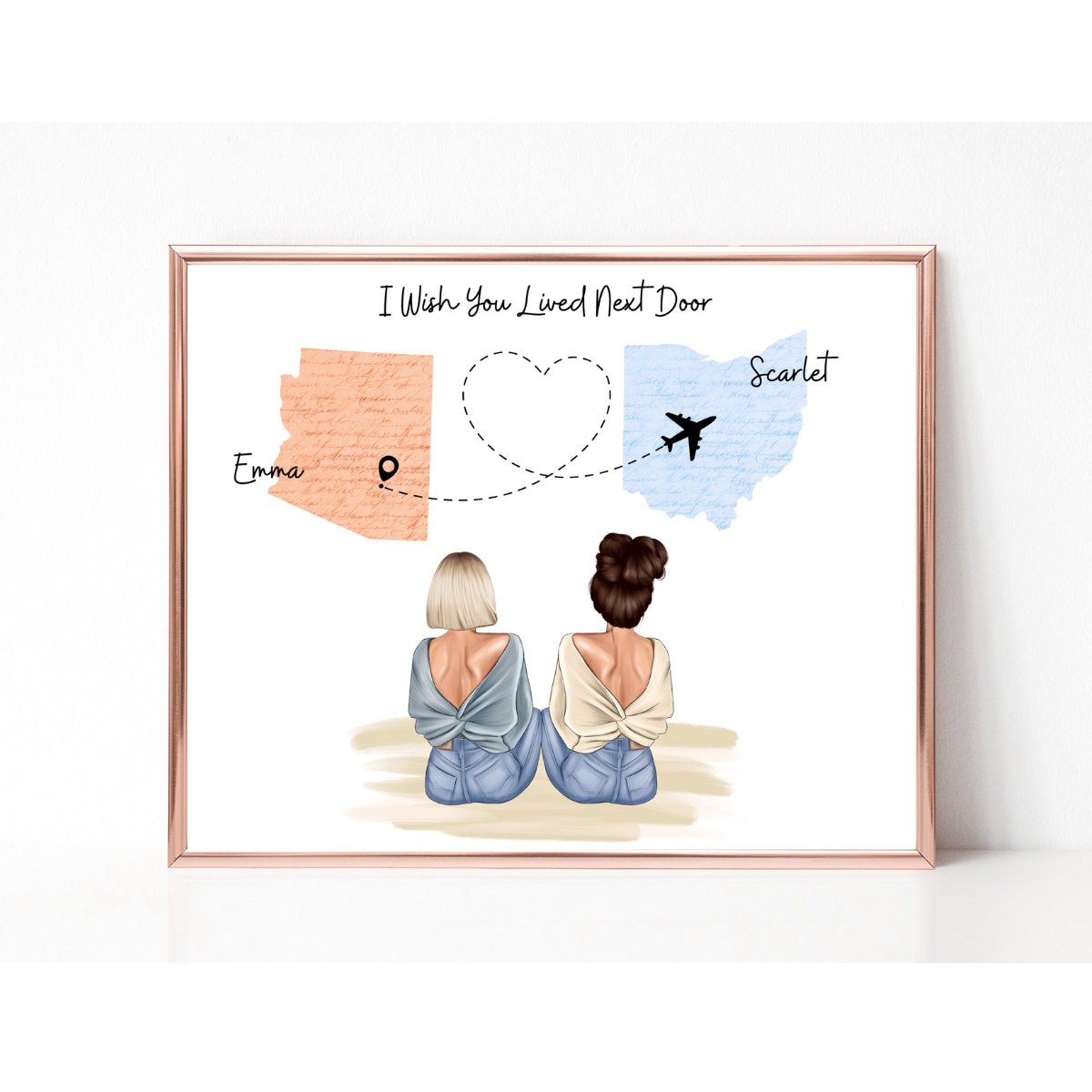 Portachiavi Amicizia 'I Wish You Lived Next Door' - In Acciaio Inox Con Sacchetto Di Velluto, Regalo Per Migliore Amico/a