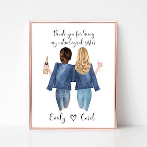 Personalized Best Friends Print, Custom Saying Besties Digital Art, Two Friends Portrait, Best Friend Birthday Gift, Long Distance Gift