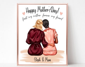 Happy Mother's Day Personalized Gift, Mother and Daughter Print, Birthday Gift For Mom, Mum Gift, Happy Mothers Day Picture, Thank You Gift