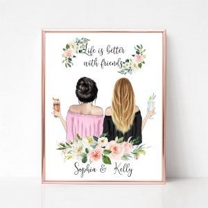 Best Friends Birthday Gifts, Custom Best Friend Print, Digital File, Bridesmaids Gift, Girlfriends Picture, Downloadable Prints For Friends