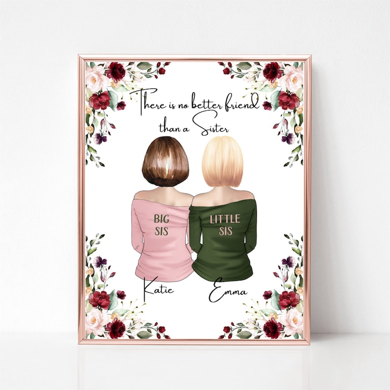 Sister Print Bestie Gift Sister Gift Family Portrait Digital Download Sister Birthday Gift Sister Moving Gift Big Sis Little Sis