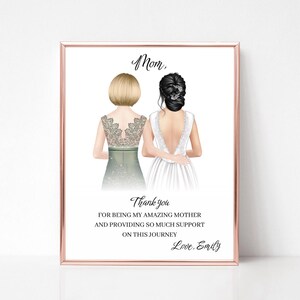 Personalized Wedding Bride and Mother Print, Wedding Keepsake for Mother of the Bride, Thank You Gift from Bride, Mum Daughter Portrait