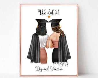 Graduation Gift For Her, Custom Graduation Print, Class Of 2025, Custom Bestie Gift, Graduation Gift for Roomie, Personalized Bestie Picture