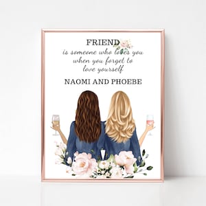 Best Friends Birthday Gifts, Custom Best Friend Print, Digital Print, Bridesmaids Gift, Girlfriends Picture, Downloadable Prints For Friends