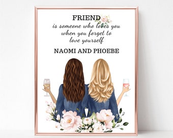Beste Freunde Geburtstagsgeschenke, benutzerdefinierter bester Freunddruck, Digitaldruck, Brautjungfern Geschenk, Freundinnen Bild, herunterladbare Drucke für Freunde