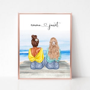 Best Friend Birthday Gift, Best Friend Gift, Personalized Gifts, Personalized Best Friends Portrait, Summer Best Friends Print, Sister Print