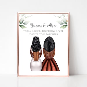 Regalo para la madre de la novia, dibujo para la madre de la novia, impresión personalizada para la boda de mamá e hija, recuerdo de boda, regalo de agradecimiento para mamá