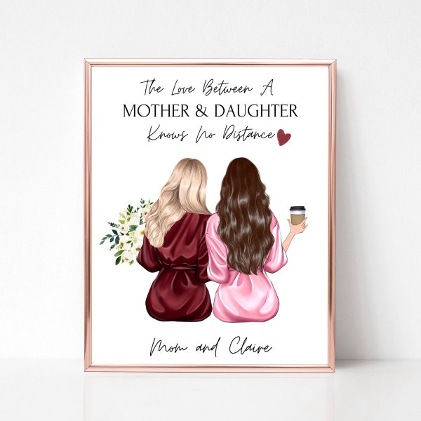 Personalized Gift For Mom, Mother Gift from Daughter, Mother's Day Gift, Mom Birthday Gift, Custom Mom & Daughter Print, Thank You Mom