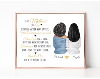 Personalized Mothers Day Gift, Family Portrait, Gift for Mom, Mother Print, Mother and Daughter, Mothers Day Gift, Gift from Grown Daughter