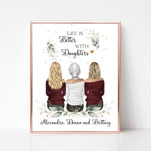 Mothers Day Gift from Daughter, Life is better with Daughters, Best Mom Personalized Print, Mom Birthday Gift, Custom Gift from Mother