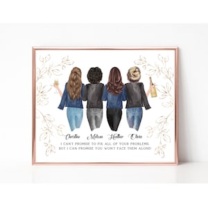 Best Friends Print, Sisters Portrait, Custom Quote Gift, Personalized Friend Print, Best Friend Picture, Soul Sisters, Custom Christmas Gift
