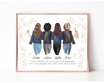 Best Friends Print, Sisters Portrait, Custom Quote Gift, Personalized Friend Print, Best Friend Picture, Soul Sisters, Custom Christmas Gift