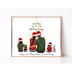 Personalised Family Print, Custom Family Gift, Family Dog Print, Personalized Family Portrait With Pets, Custom Family Print, Christmas Gift