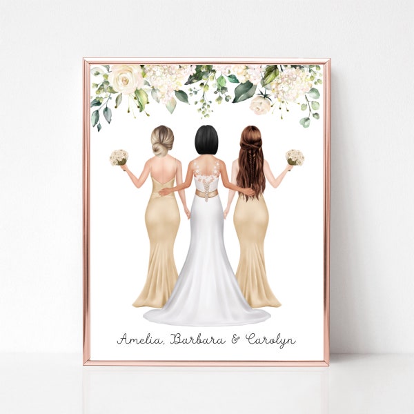 Custom Bridesmaid Print, Bridesmaid Proposal, Bridesmaids Illustration, Gift for Bride, Personalized Bridesmaid Gift, Maid of Honor Picture
