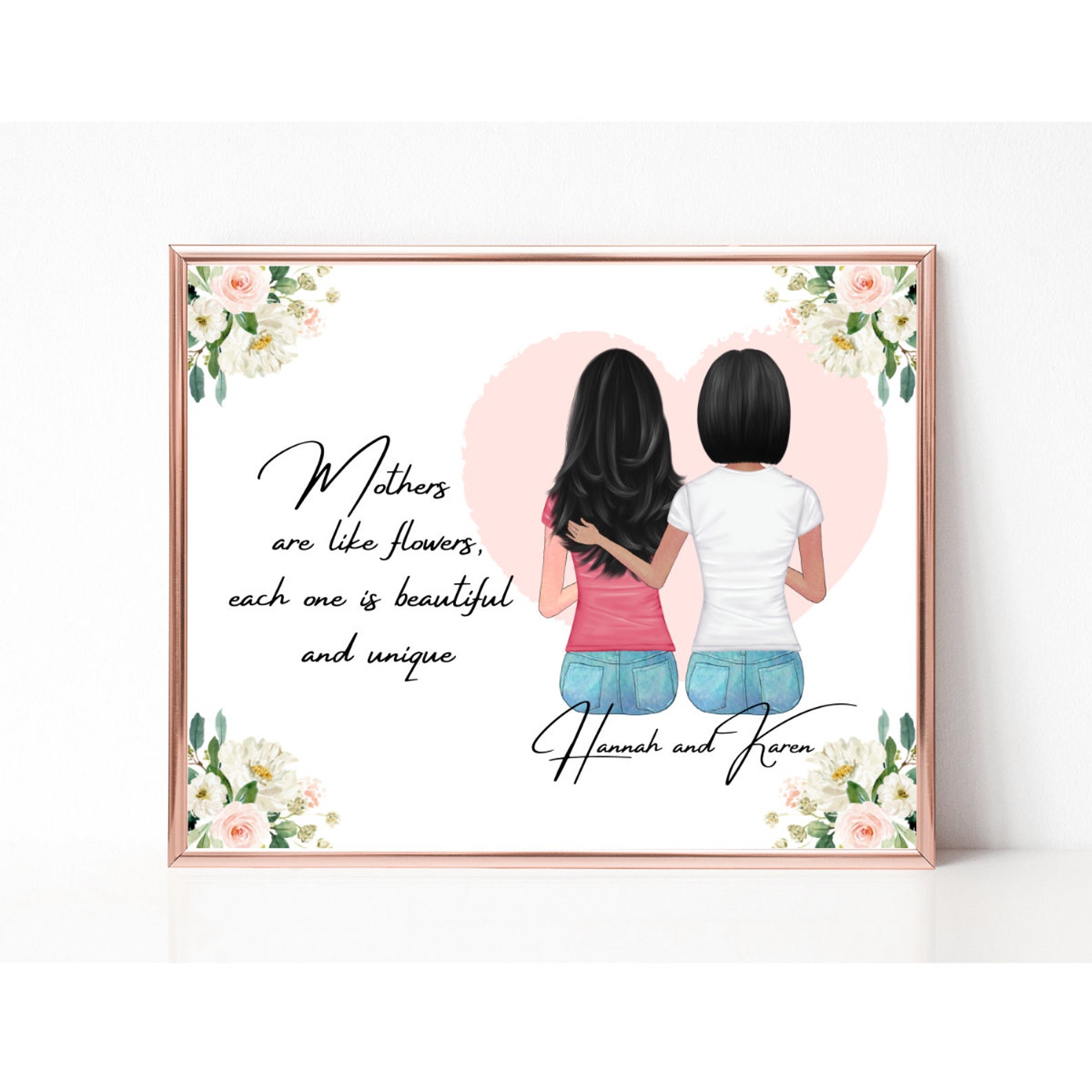 Customizable Wall Art for Mother and Daughter Mother's | Etsy