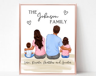 Custom Family Portrait, New Home Gift, Housewarming Gift, Gift for Dad, Family Gift, Gift for Mom, Personalized Wall Art, Family Art