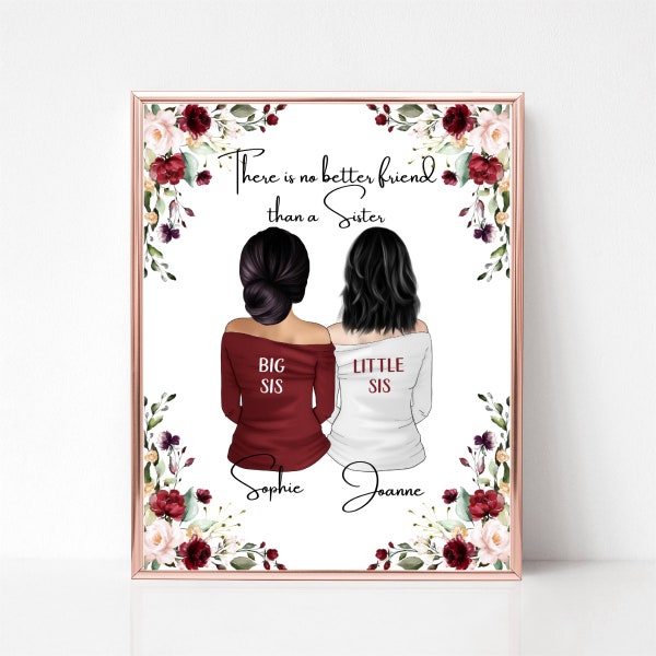 Sister Print, Sister Gift, Big Sis Little Sis, Bestie Gift, Family Portrait, Digital Download, Sister Birthday Gift, Sister Moving Gift