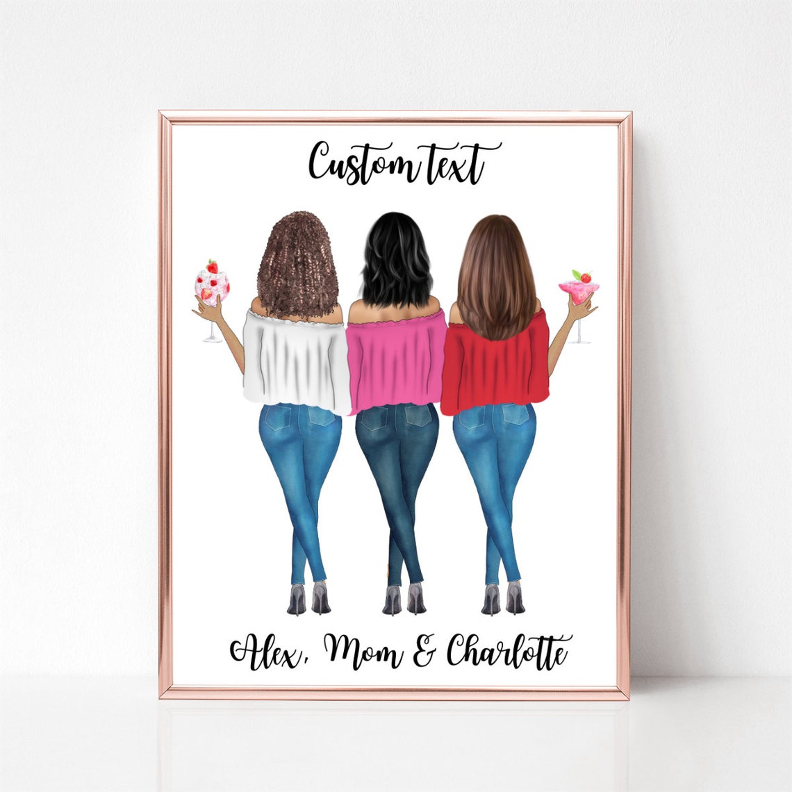 Best Friends Print Mother and Daughter Portrait Sisters | Etsy