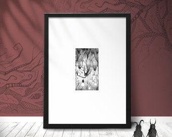 Dangerous - Original framed work - Original framed engraving illustration