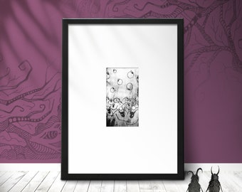 Plump - Œuvre originale encadrée - Original framed engraving illustration