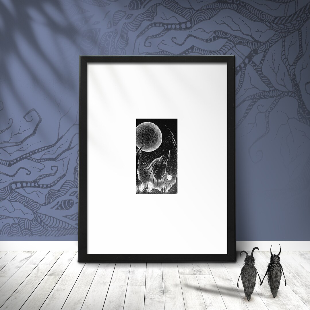 Spiders Original Framed Work Original Framed Engraving Illustration - Etsy