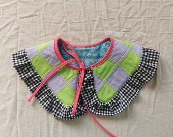 QUILTED COLLAR - Patchwork - Reversible - ready to ship