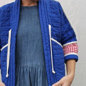 Made to Order - QUILTED JACKET - Blue, Red and White