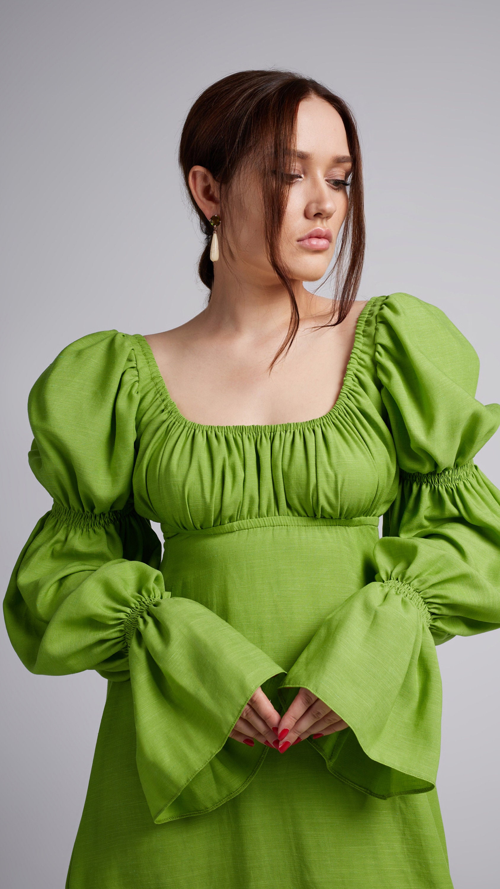 dark green milkmaid dress Mismatched Dark Green Satin Mermaid Side Slit Long Bridesmaid Dresses –  GordressYou main image 0