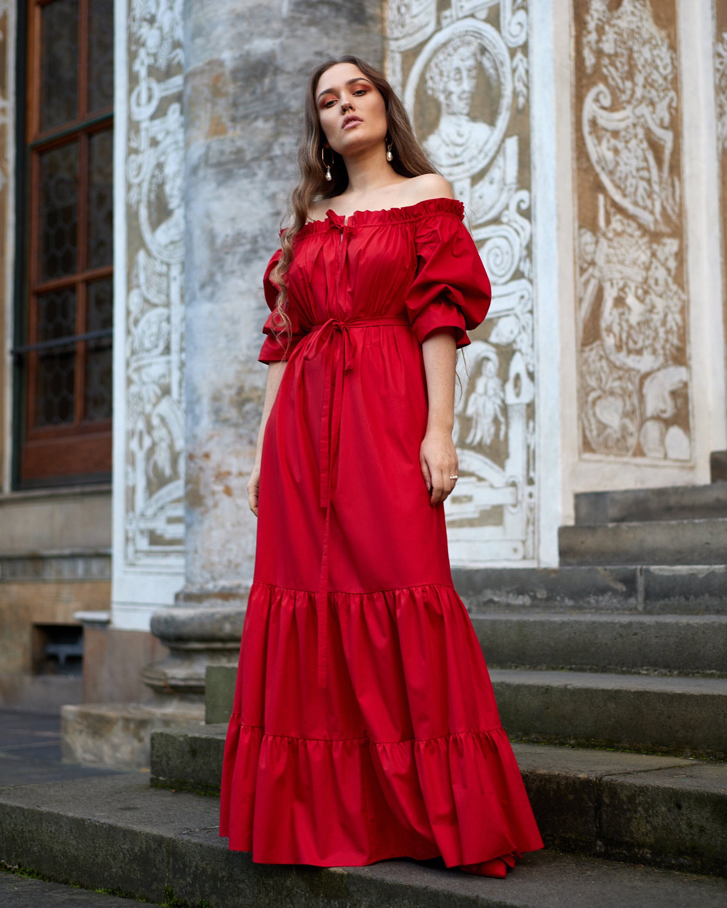 Maxi Dress With Puff Sleeves, Regency Chemise Inspired - Regency