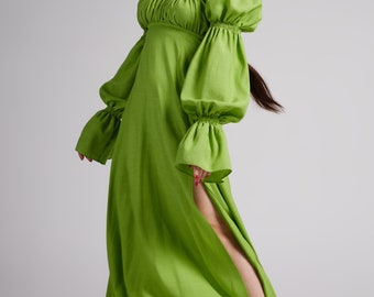 slim fit dress slacks Adair Off Shoulder Maxi Dress - Emerald Green main image 0