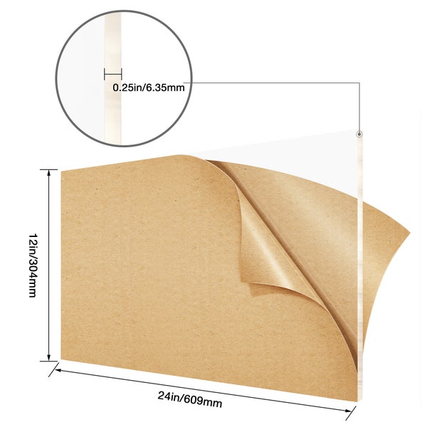 1/4 inch thick Optical Clear Cast Acrylic Panel 12"x24", Plexiglass, PMMA, Plastic Sheet