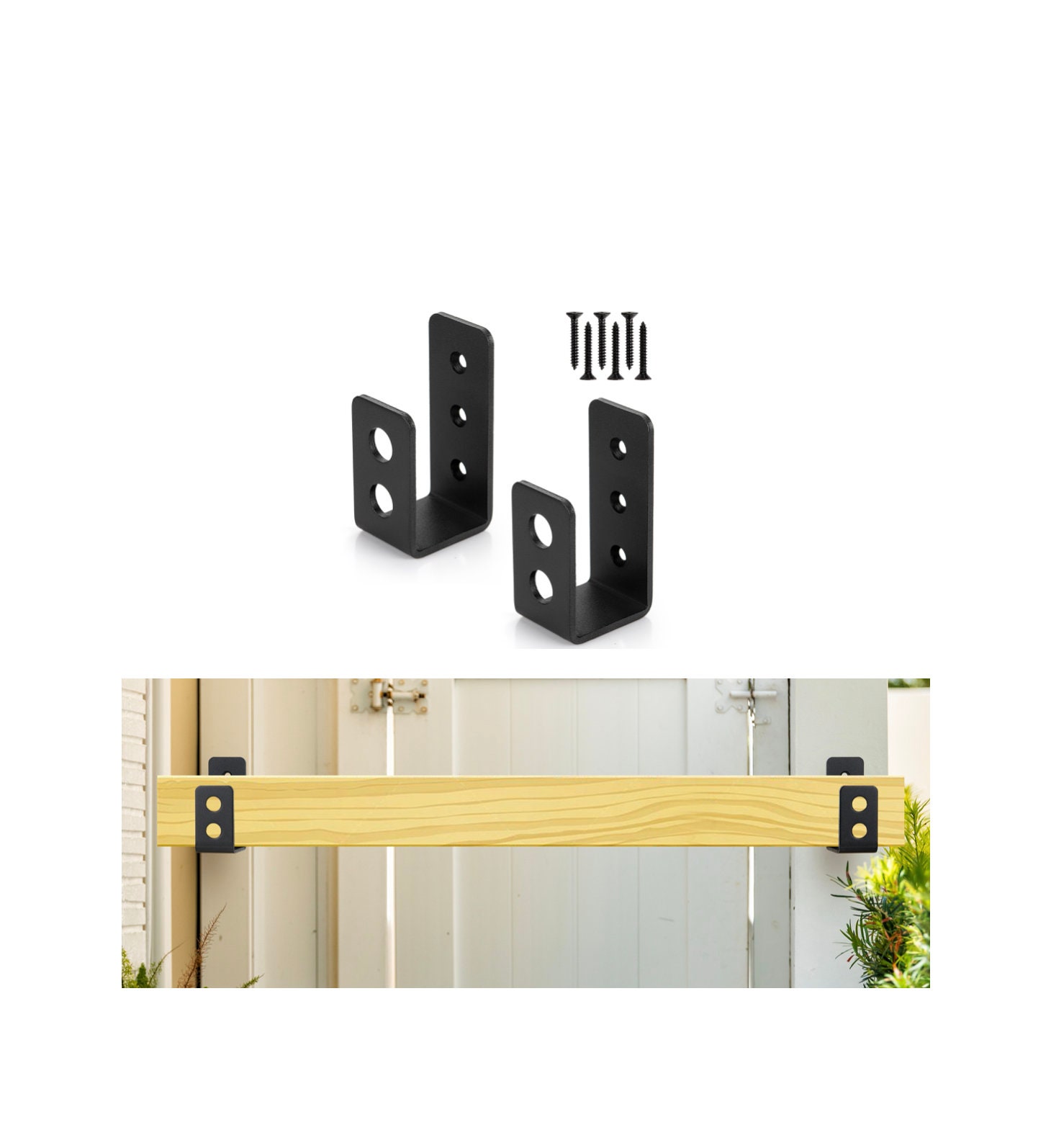 Barra de seguridad para puerta, soportes de barricada de puerta resistentes  para madera de 2 x 4, soporte de barra abierta de acero en U para