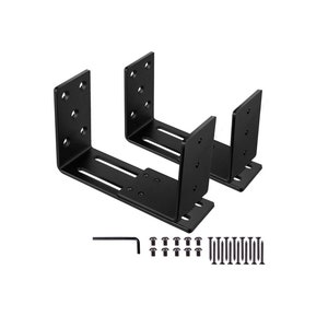 May include: Two black metal brackets with multiple holes for mounting, along with a hex wrench and screws.
