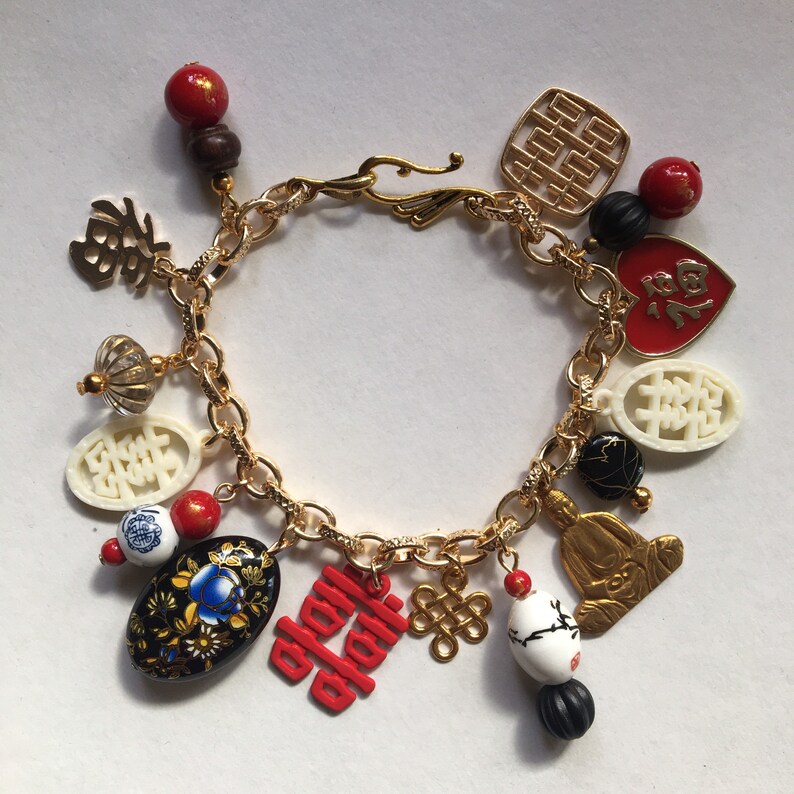 Asian Lucky Charm Braceletasian Theme Vintage Style Beads Etsy